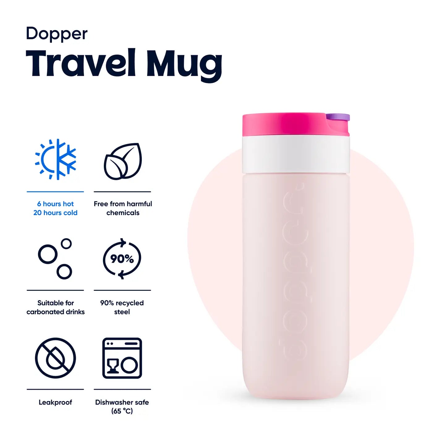 DOPPER - Travel Mug 300ml  Berry Pink