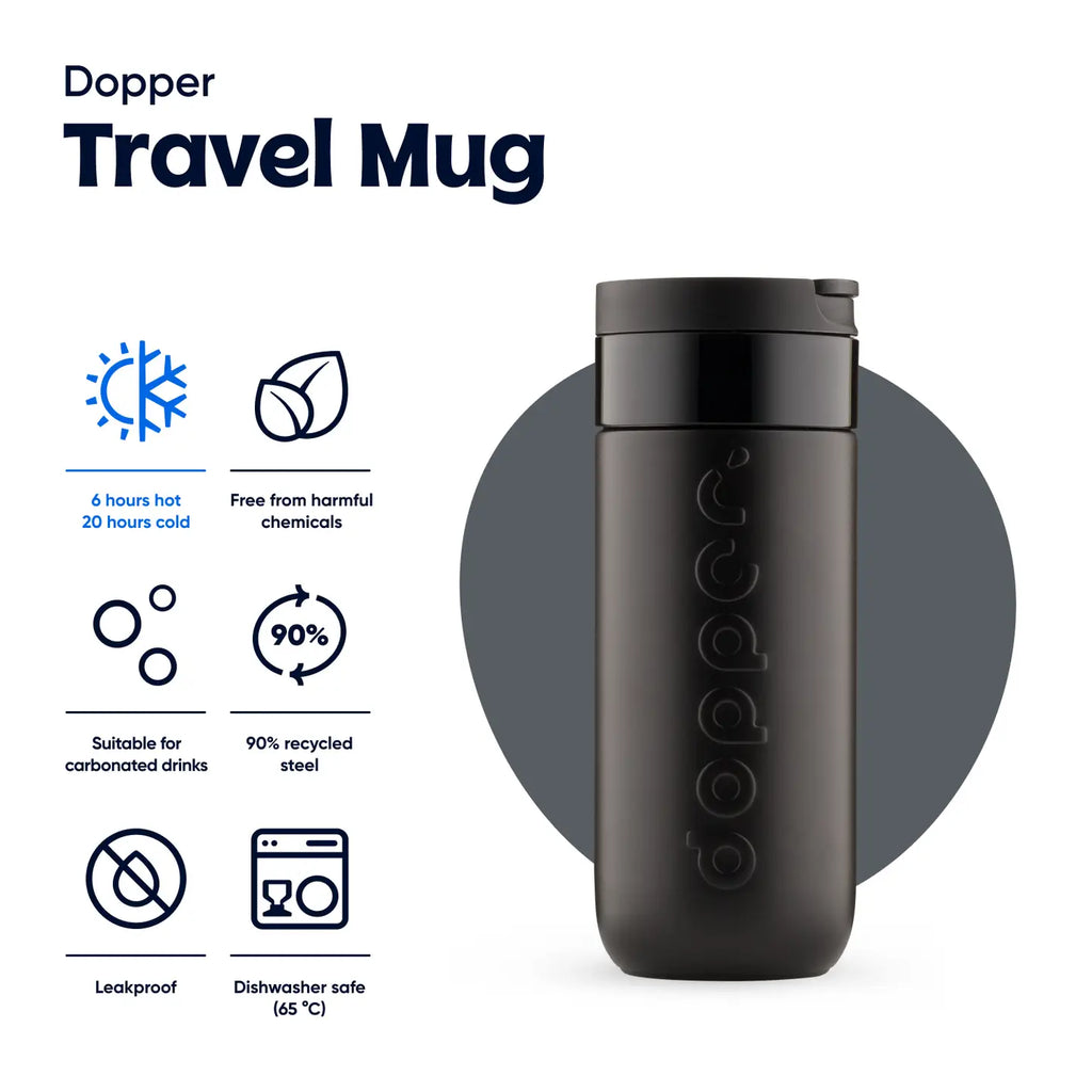 DOPPER - Travel Mug 300ml Blazing Black