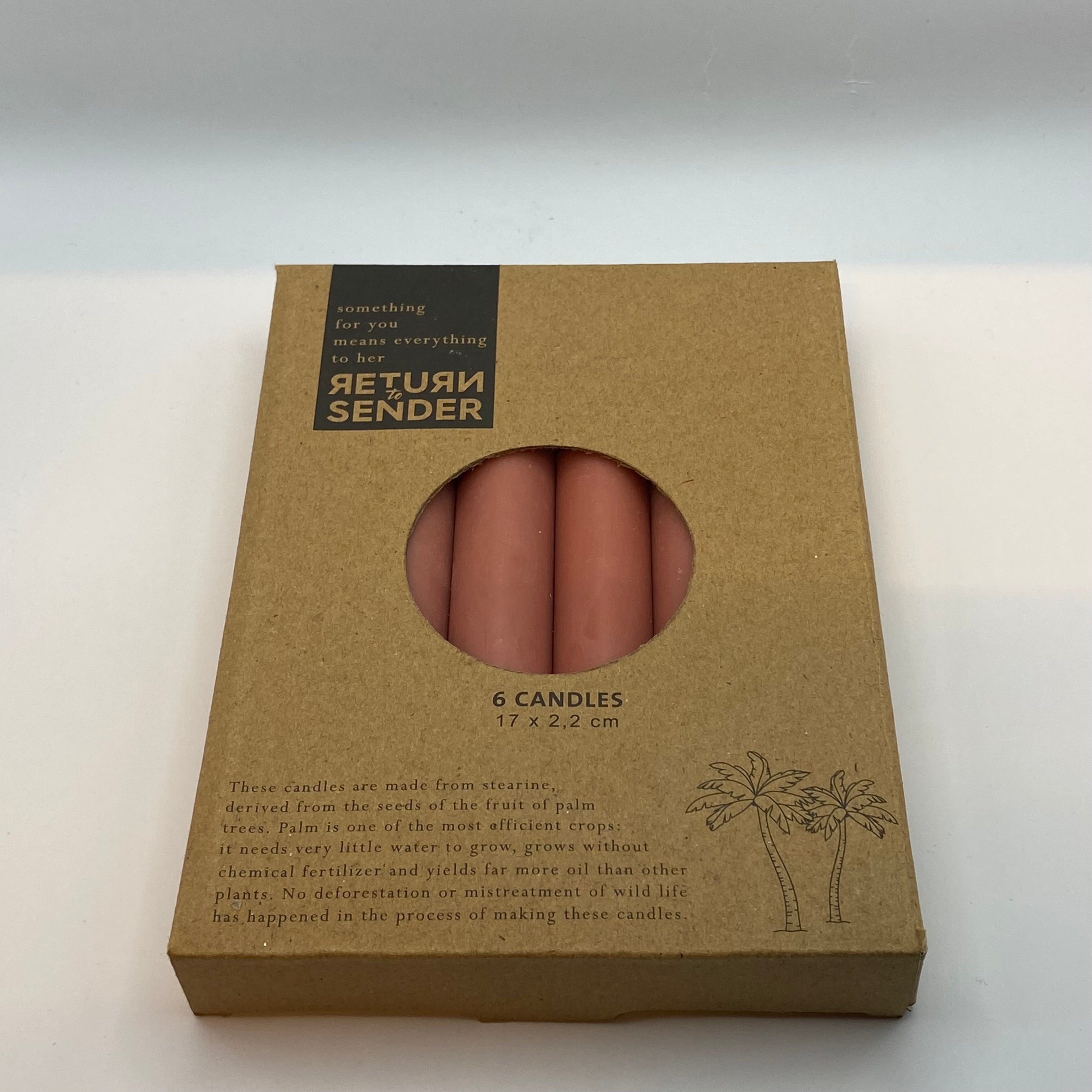 Return To Sender. Kaarsen 17cm Roze