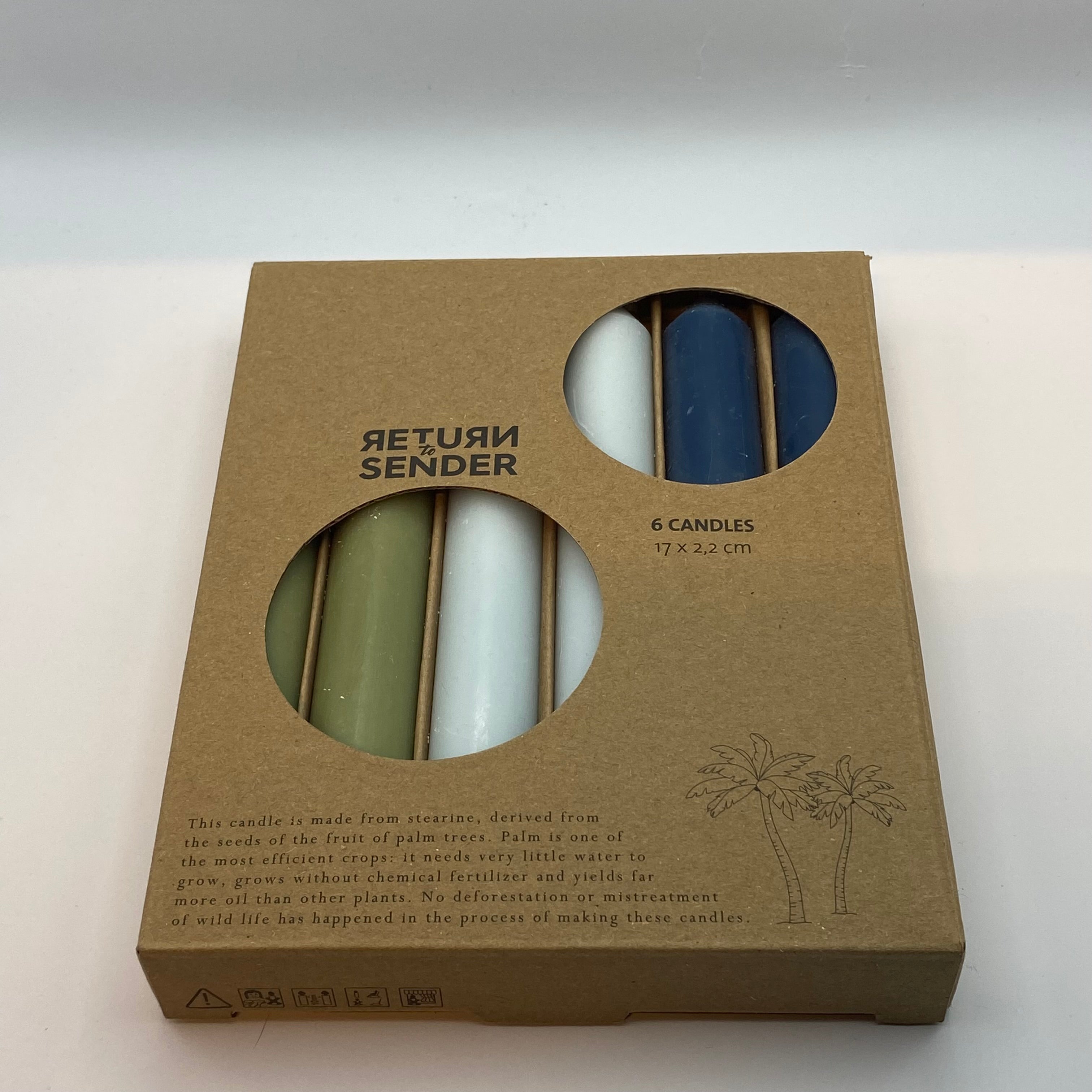 Return To Sender. Kaarsen 17 cm. Set met 3 kleuren Petrol