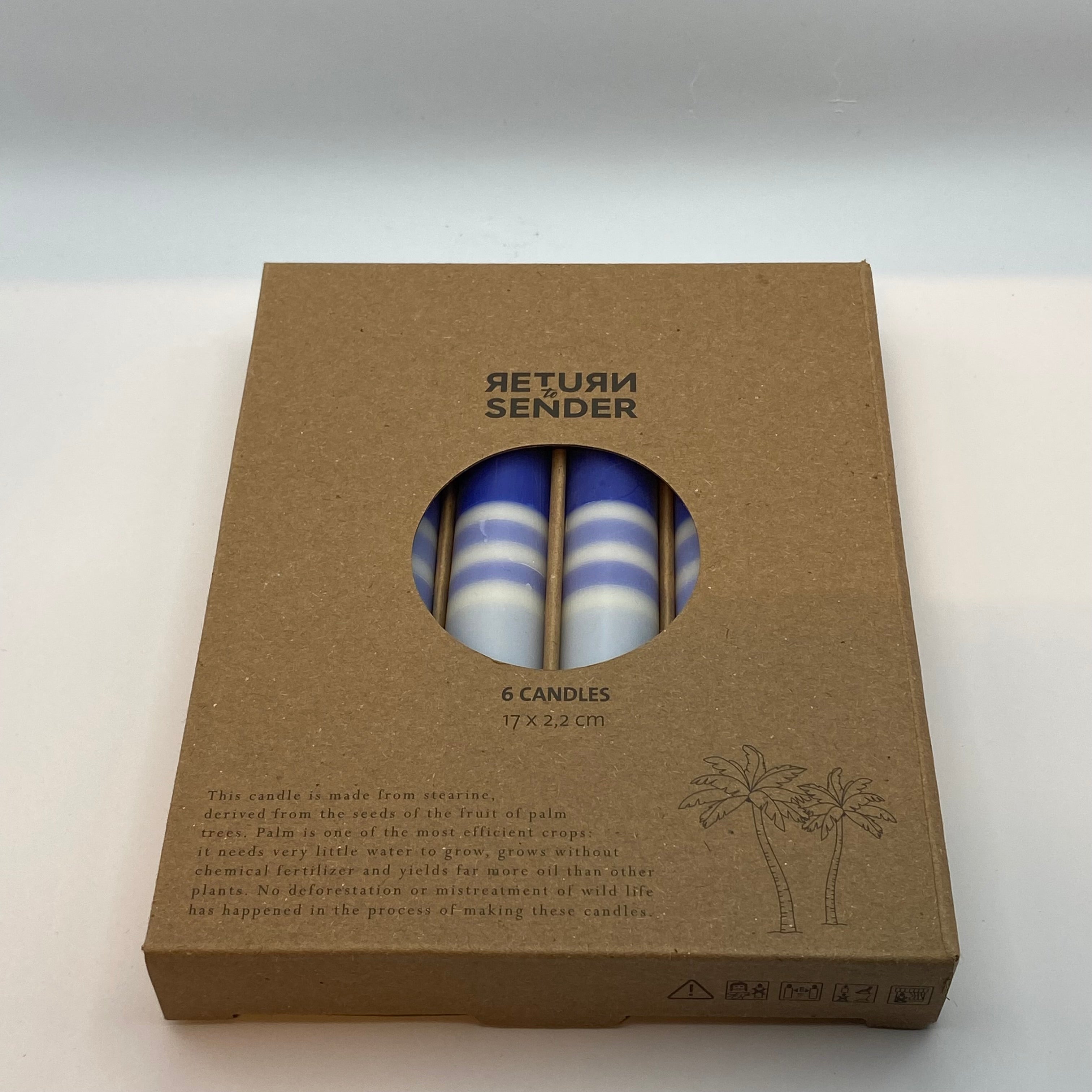 Return To Sender. Kaarsen 17 cm Blauw