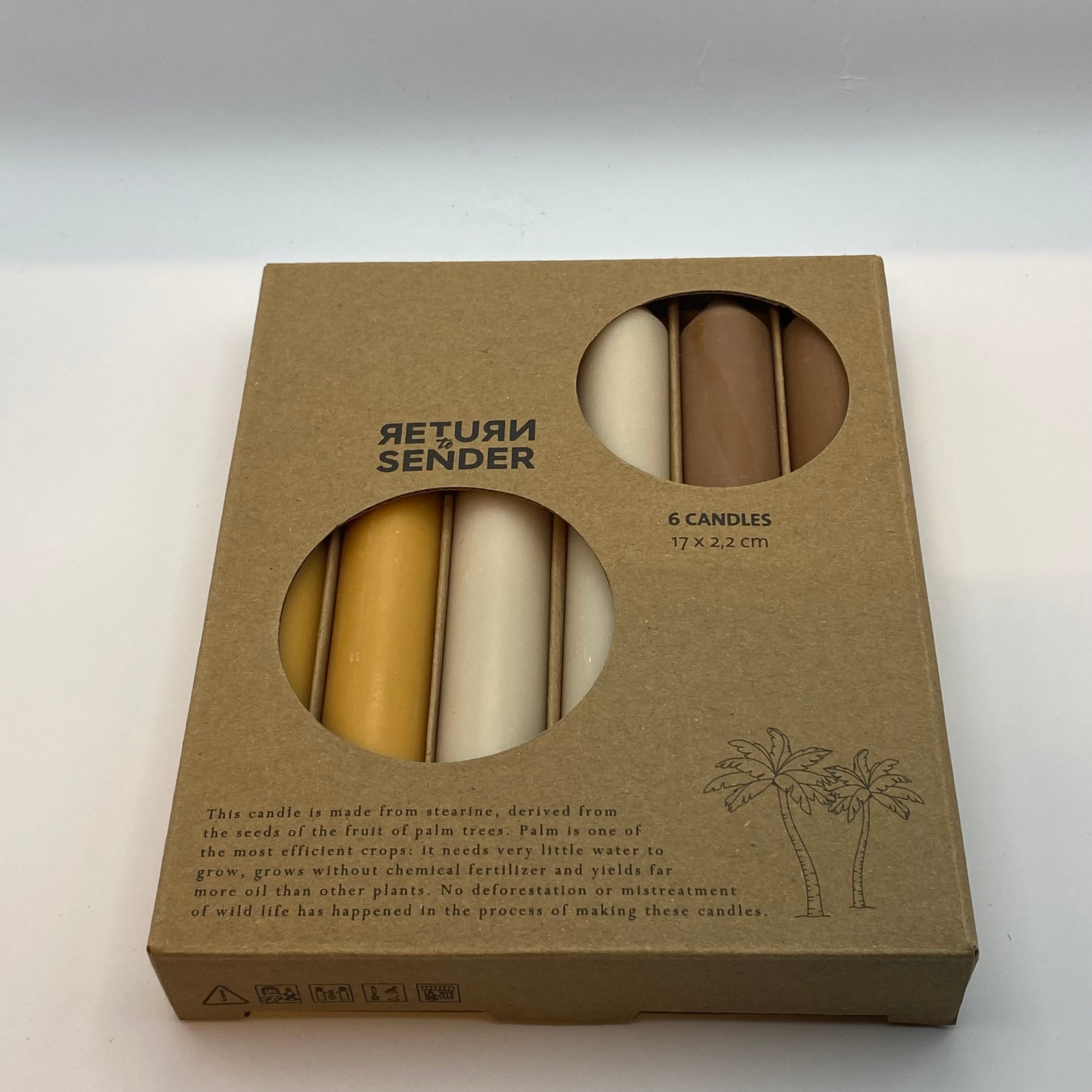 Return To Sender. Kaarsen 17 cm. Set met 3 kleuren Zand